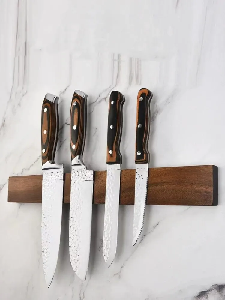 Magnetic Knife Strip for Wall,Knife Holder for Knives, Black Walnut Wood, Wall Mount, For Kitchen Utensils, Knives and Tools