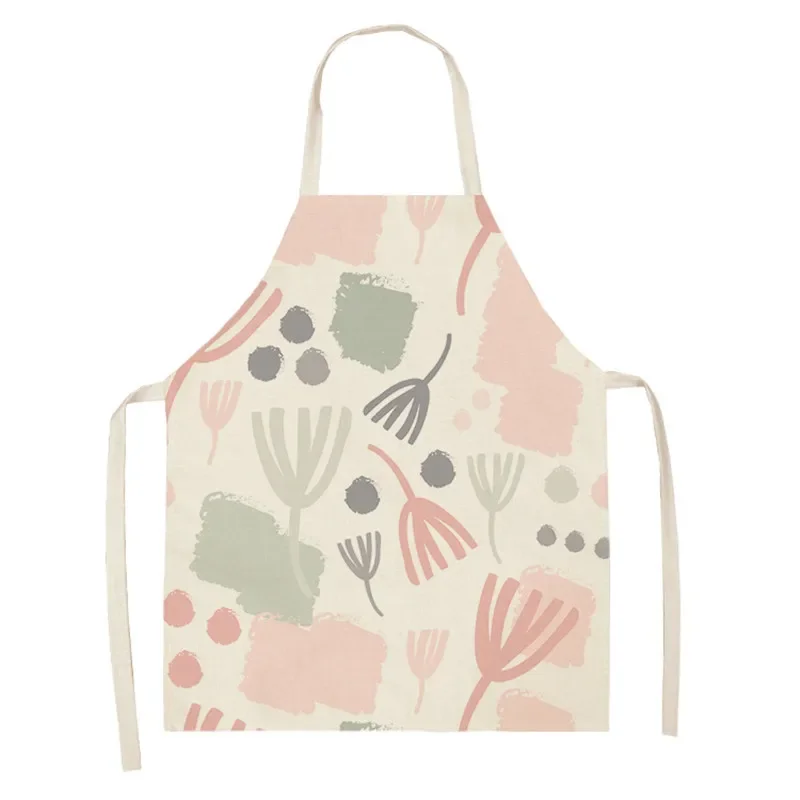 Floral Palm Plant Printed Kitchen Apron Children and Female Chefs Cooking Geometric Printed Apron Cleaning Tools Kitchen Apron