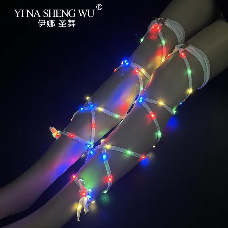 Sexy LED Garter Belt Anti-Slip Thigh Straps Dance Performance Flash Prop for Nightclub Party Halloween