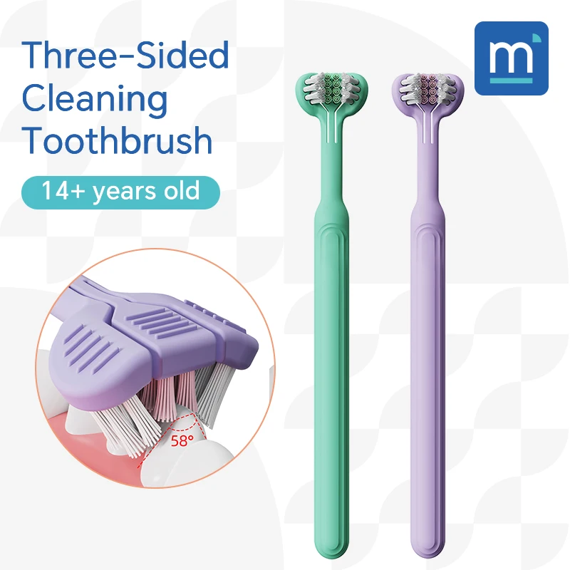 1/2/4，3D U-shaped Three Sided Toothbrush For Adults Fine Soft Bristle Tongue Scraper Deep Cleaning Health Oral Care Teeth Brush