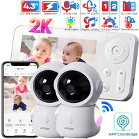 2K 3MP WiFi Baby Monitor Via Screen & App Control Two Cameras Split-Screen Baby Phone Auto Tracking PTZ Baby Camera Night Light