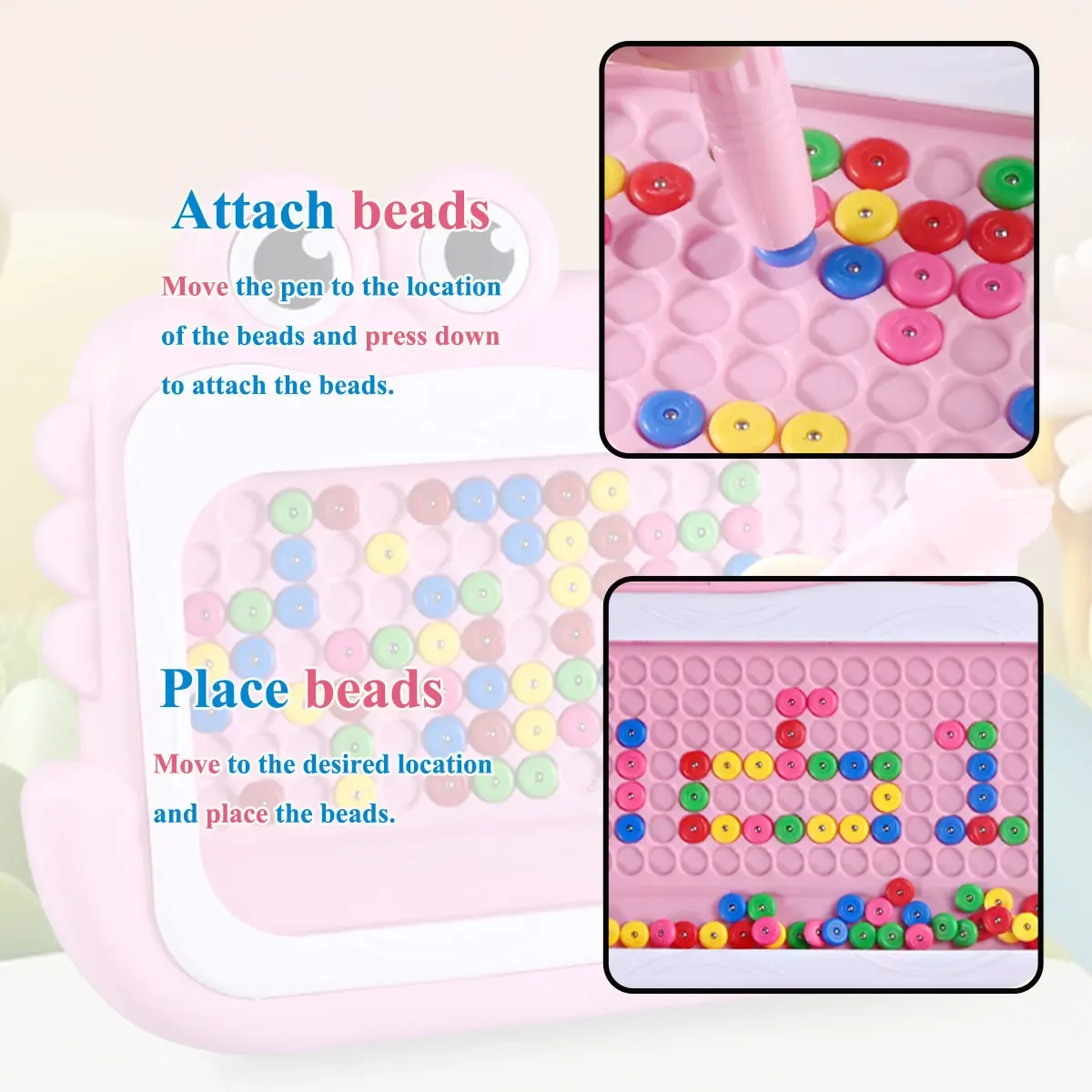 Montessori Game Toys New Kids Magnetic Beads Doodle Board with Puzzle Pen  Drawing for Children  Education Gift