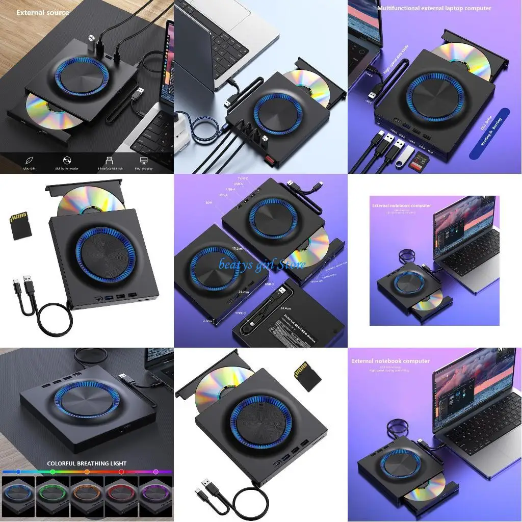 

C7AB High Speed USB3 0 External Dvds Drive Type C Port Dvds Burners for PC Laptop