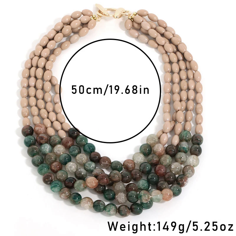 Mehrschichtige Perlenkette mit Statement-Boho-Farbverlauf, handgefertigt für Damen, Hochzeit, Party, Schmuck – Detail 1