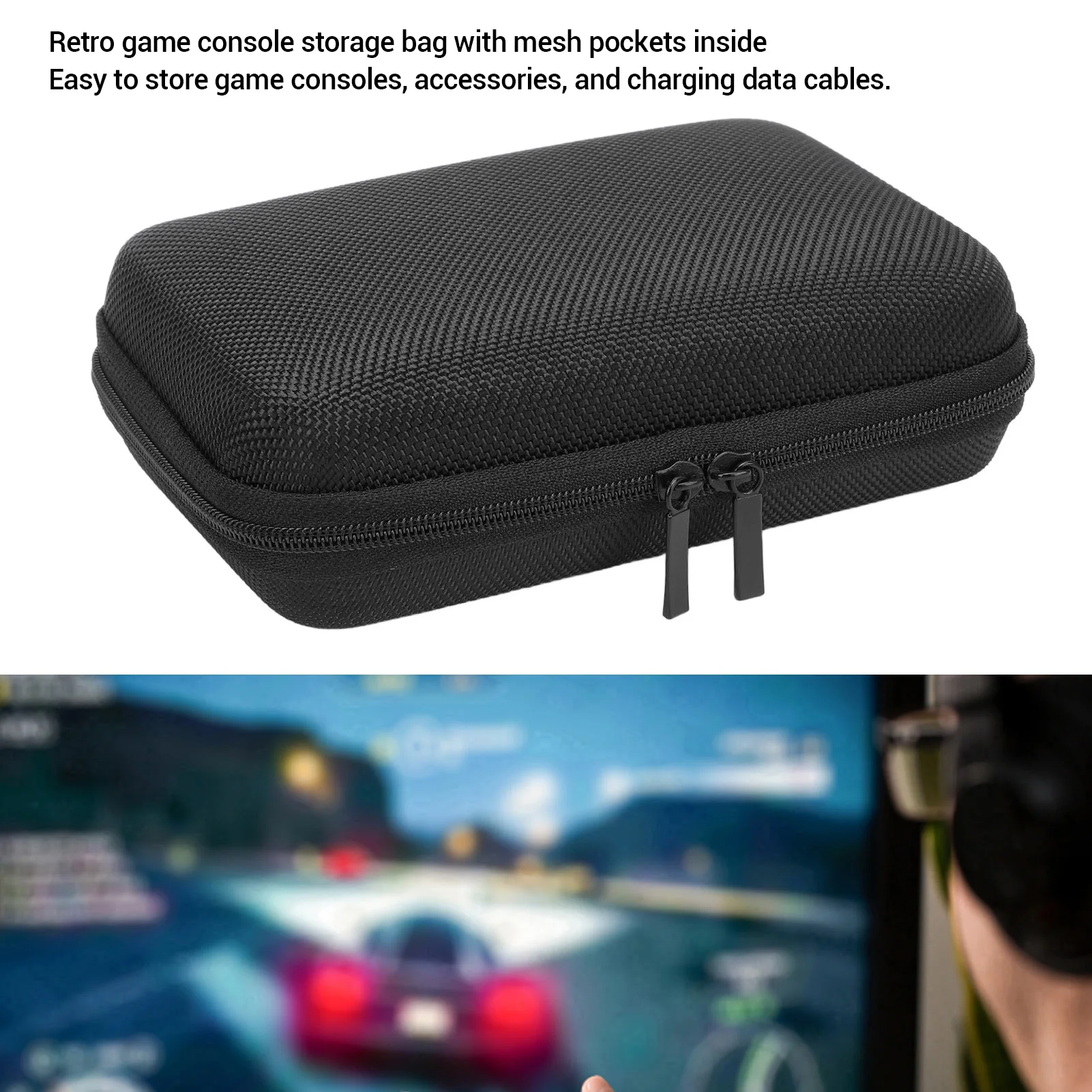 Black EVA Game Console Case for Retro Handheld