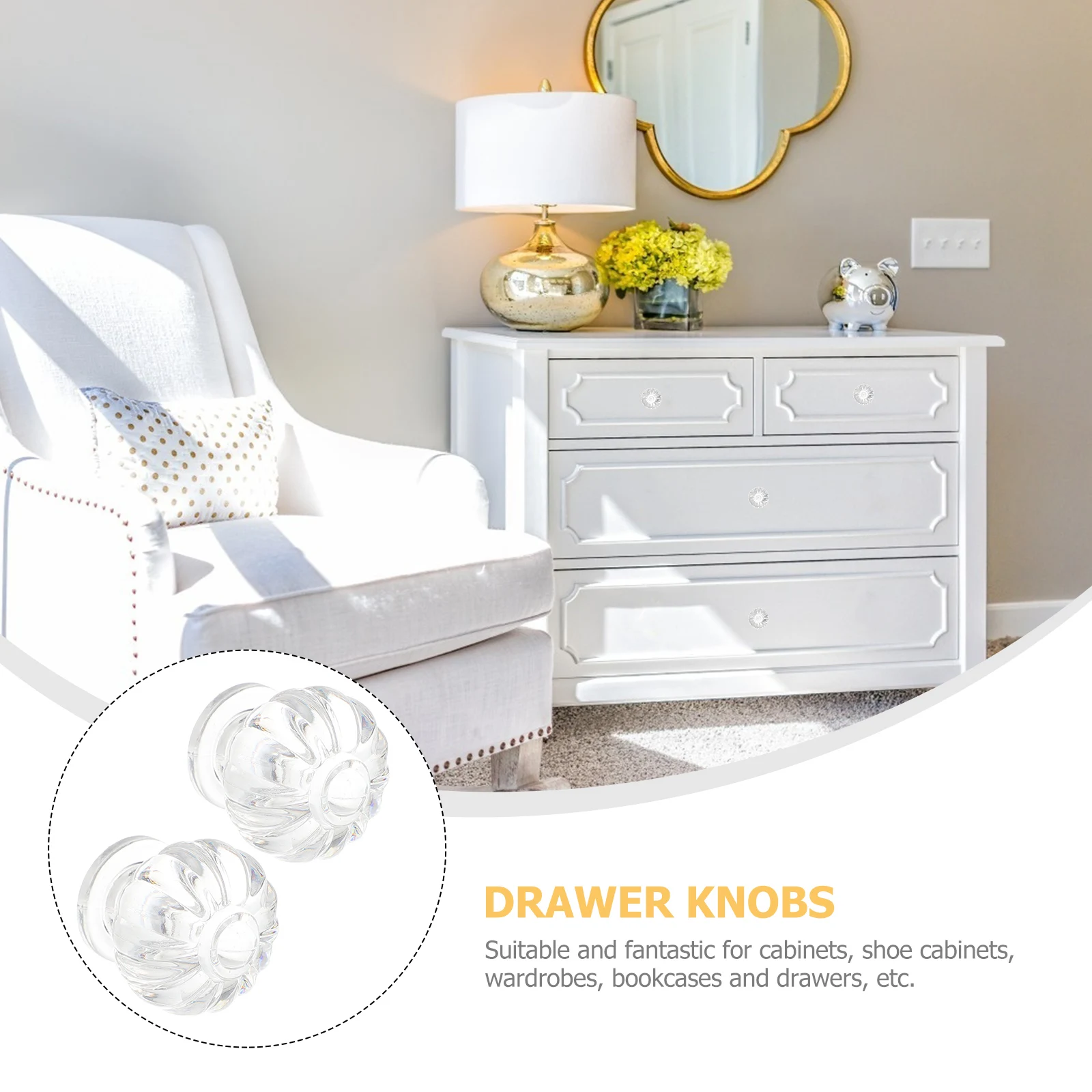 

8Pcs Crown H les H les Drawer Knobs Cabinet Pulls Acrylic Durable Safe Practical Cabinet Pulls Retro Hardware