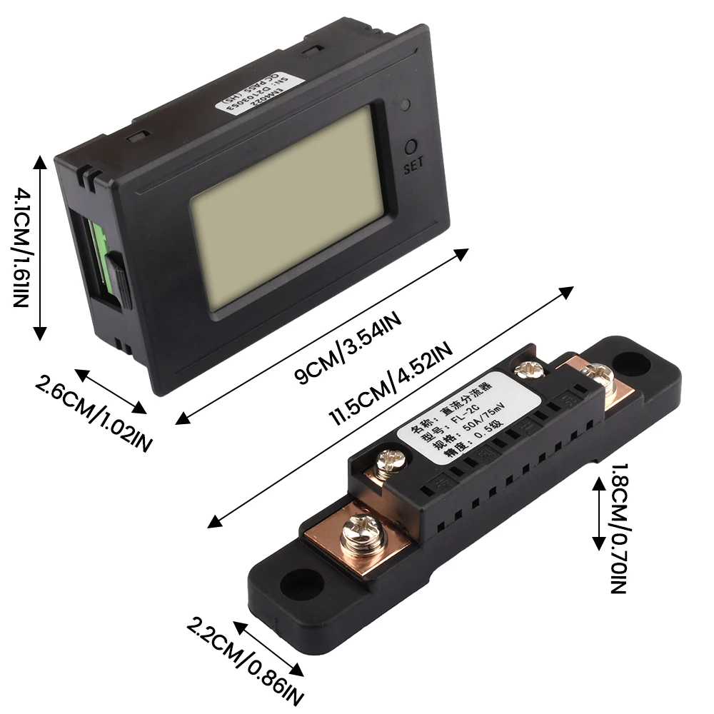 DC 6-200V 20A 50A 100A LED amperomierz woltomierz cyfrowy watomierz napięcie prądu zasilacz licznik energii detektor Tester monitora