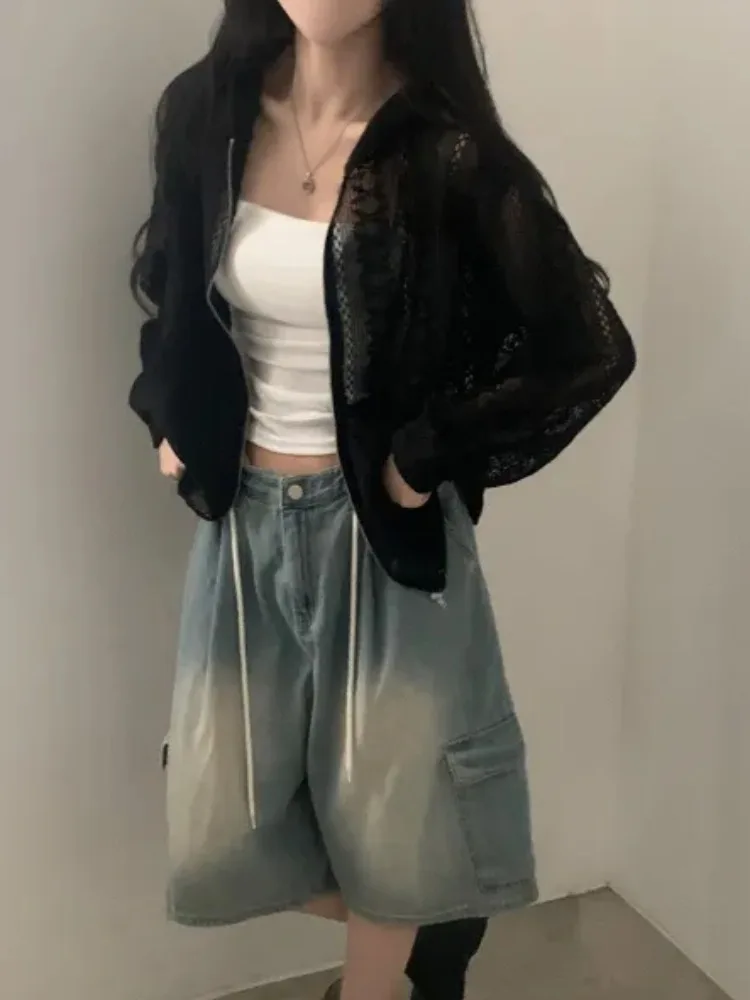 Jaet con capucha coreana Sle para mujer, ropa de abrigo juvenil con diseño de cremallera larga, para ir al trabajo, primavera, Otoño e Invierno