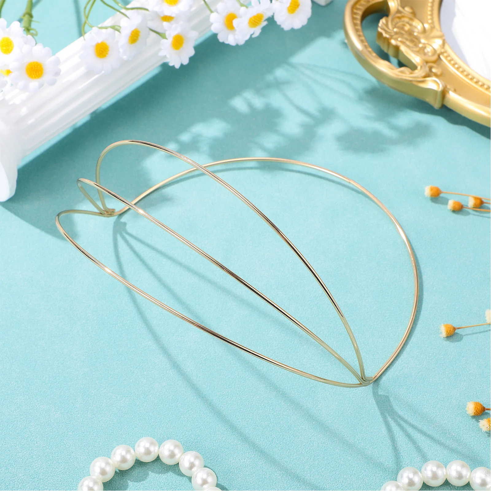 

2Pcs Simple Tiara Frame DIY Crown Support for Party Wedding Wear Iron Based Hair Decor Base Stylish Headdress Accessory Shine