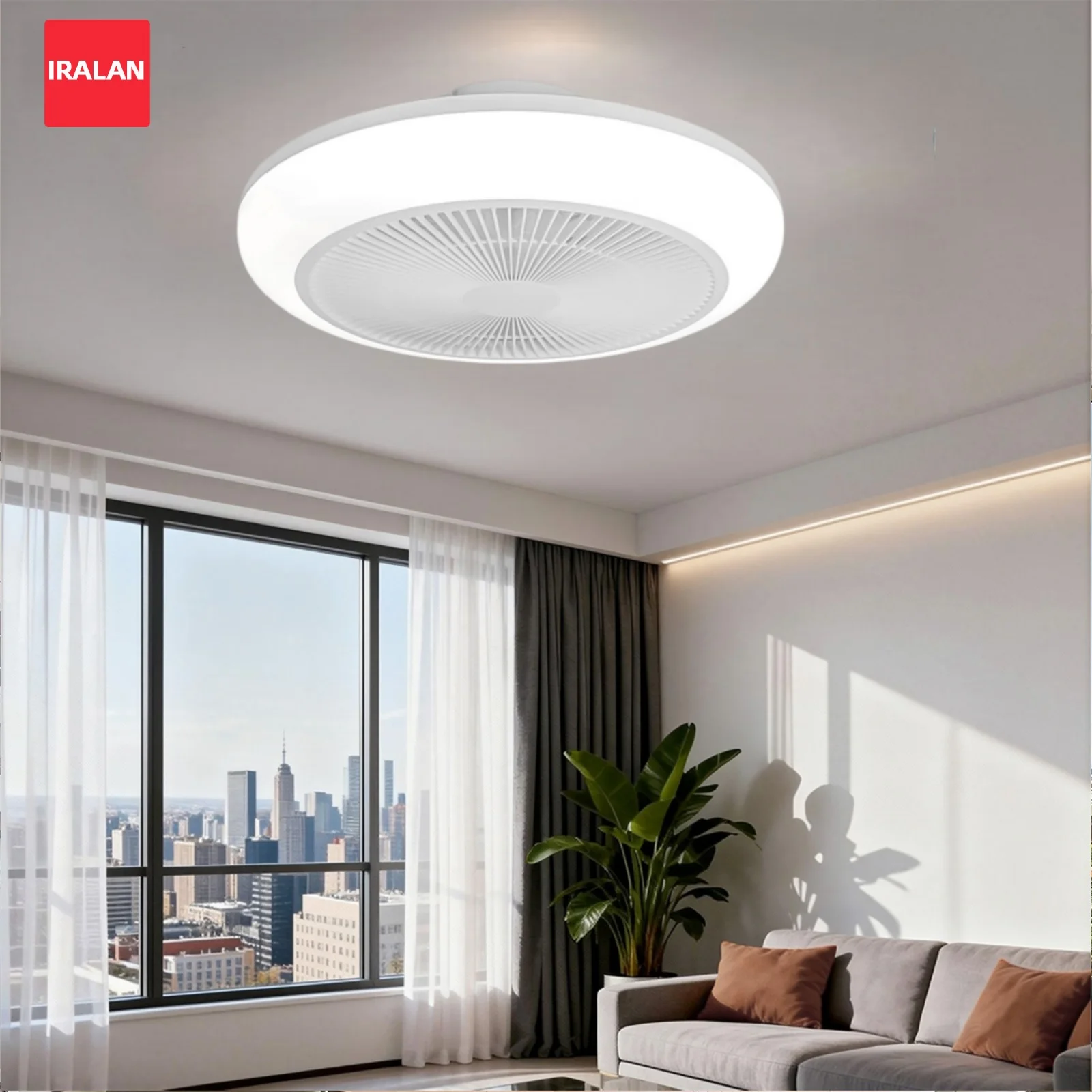 Minimalist Sealing Fan Led Lighting Modern Cool Ventilation Electric Fan Remote Control Dimming 6 Speed Ceiling Fan with Light