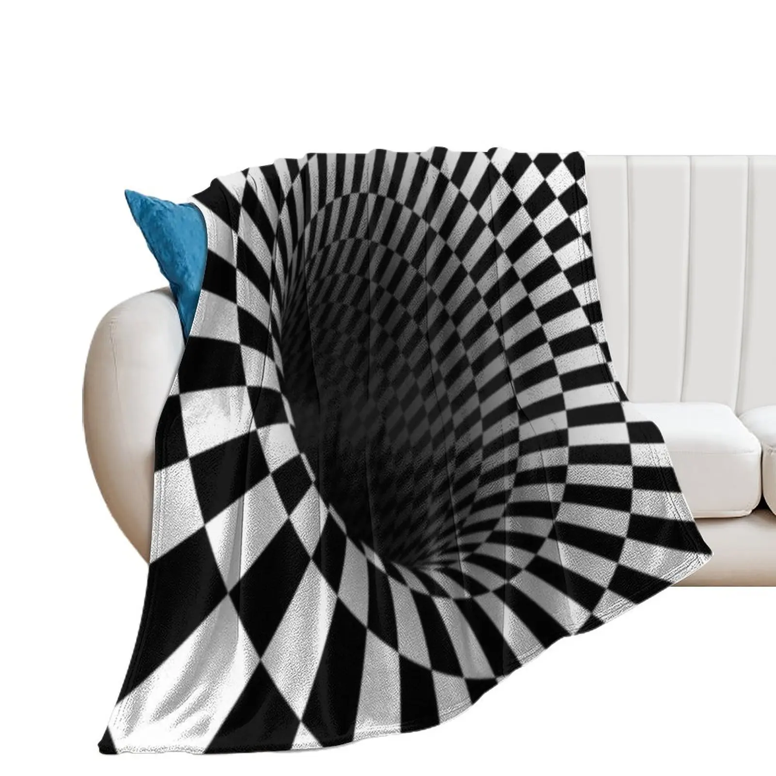 Mosaic Optical Illusion Black Hole Checkers Throw Blanket Luxury decorative Quilt Blankets