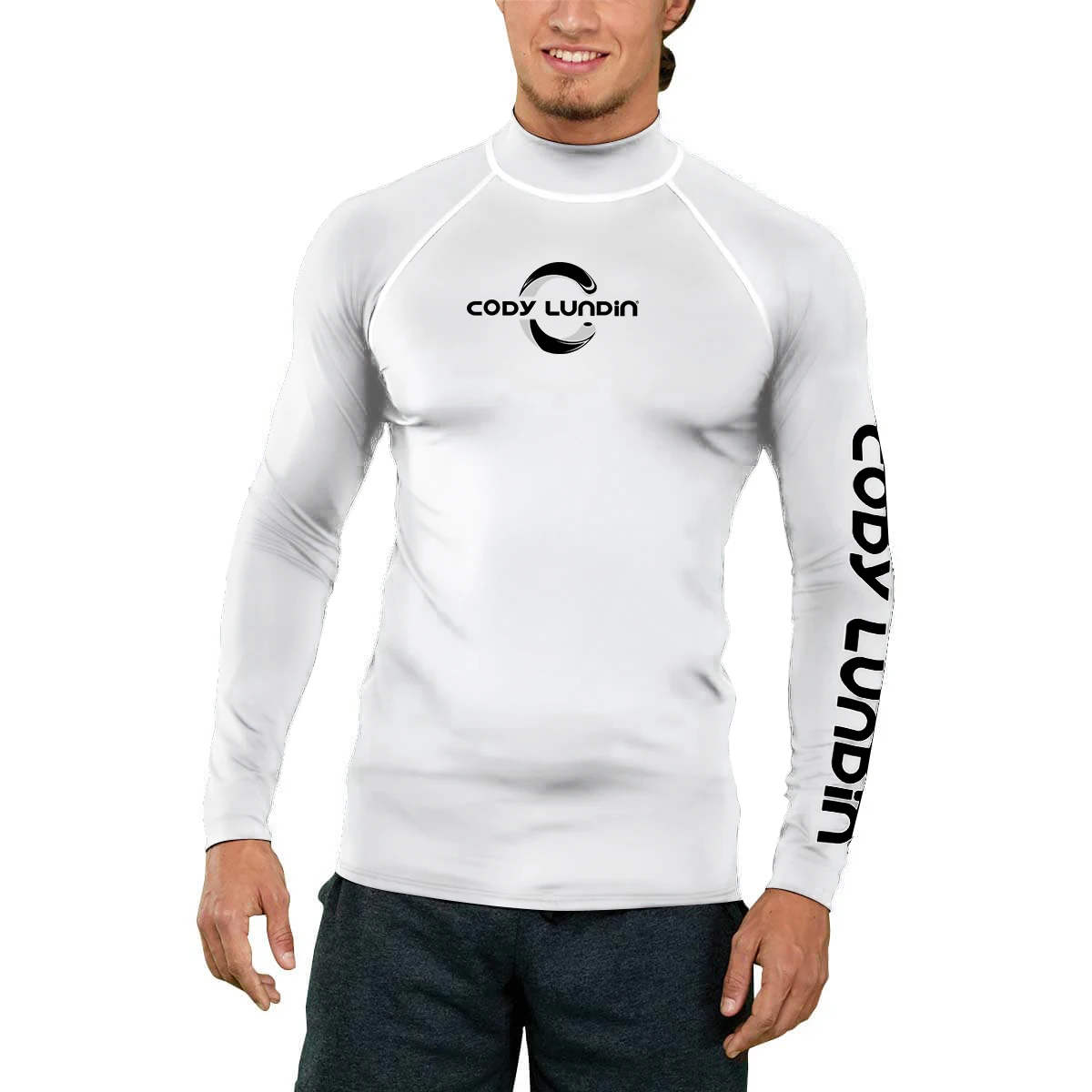 Cody lundin Men\'s Long Sleeve Rashguard UPF 50+ UV Protection Fabric T Shirts Lightweight White Compression Gym Surf Swim Shirts