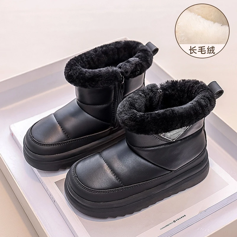 Kids Snow Boots 2023 Winter Toddler Boys Brand Shoes Girls Fashion Chelsea Ankle Boots Children Warm Fur Waterproof Platform