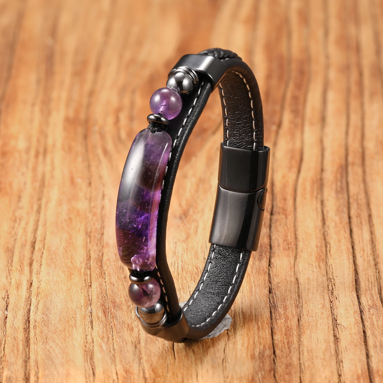 الجديد في سوار حجر عين النمر الطبيعي من حجر العقيق بمشبك مغناطيسي من الفولاذ المقاوم للصدأ مجوهرات مصنوعة يدويًا للرجال والنساء