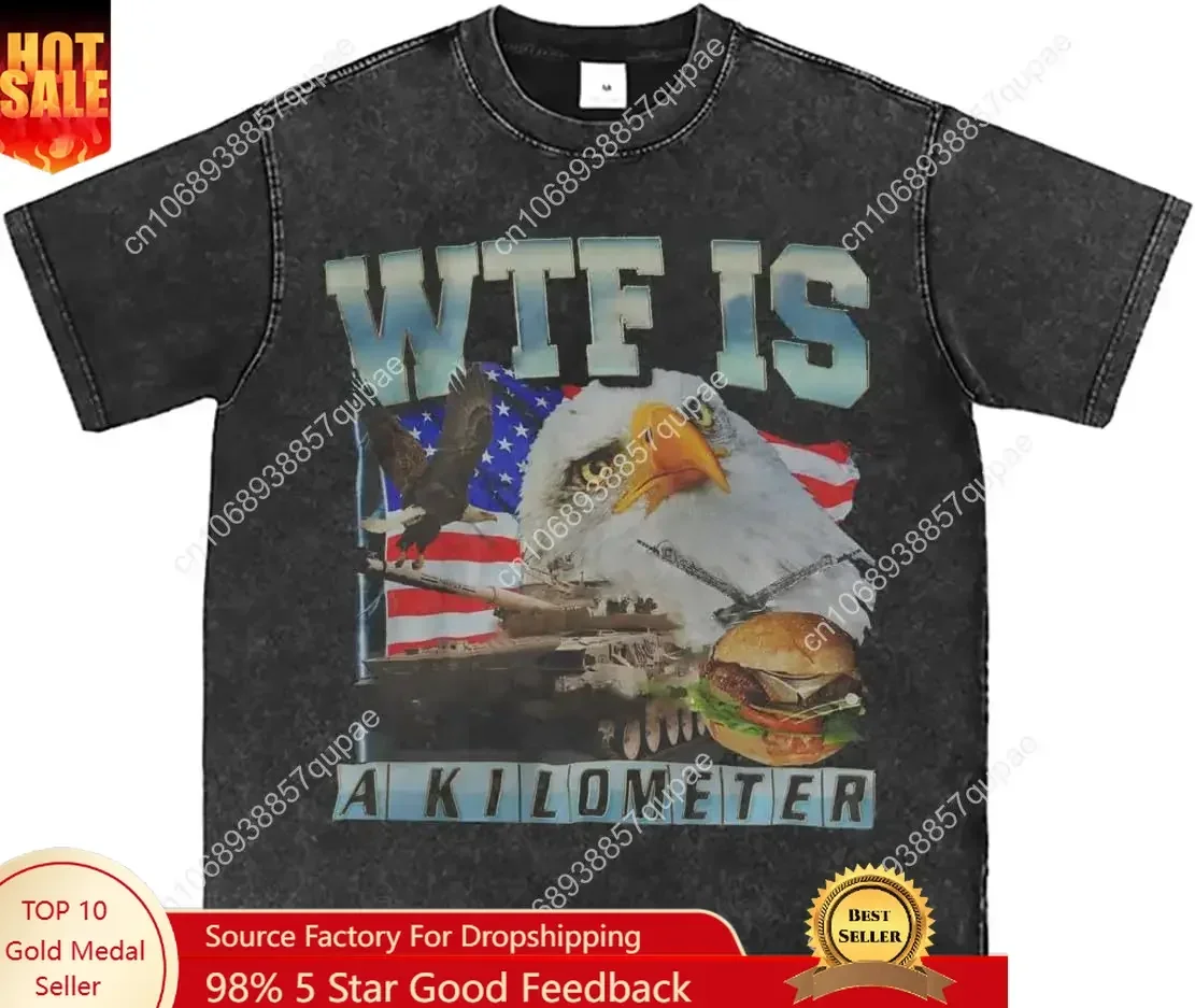Bellelement WTF is A Kilometer Eagle T-Shirt July 4th T Shirt America Flag Shirt