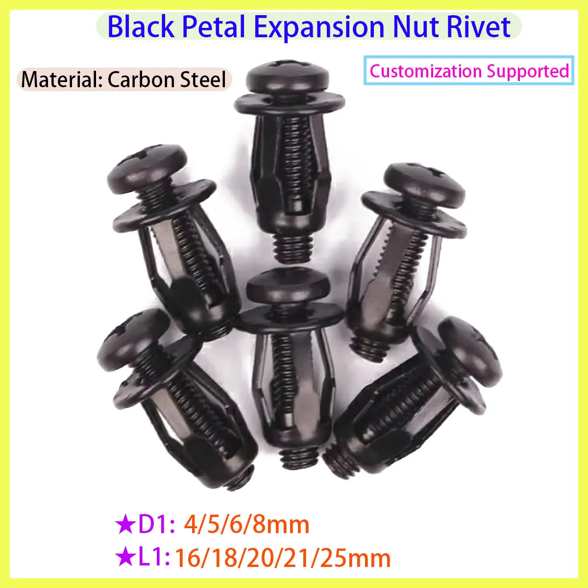 

Metal Petal Shaped Molly Jack Nut Hexagonal Cross Screw Rivet Nut Kit M4 M5 M6 M8