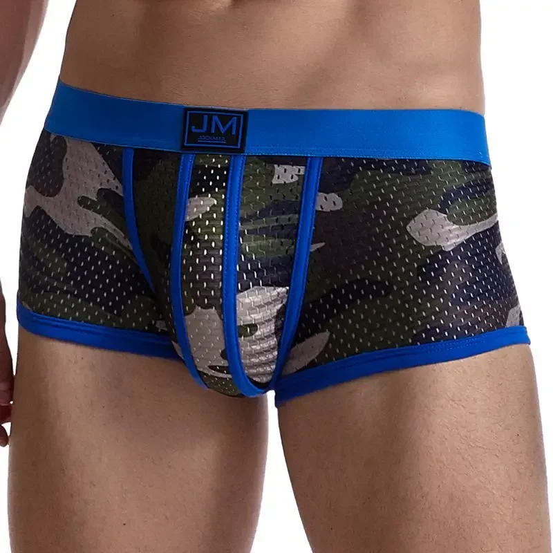 Bóxer Sexy para Hombre, ropa interior Gay, Boxer de malla para Hombre, Cuecas Masculinas transpirables, bolsa convexa en U, Calzoncillos para