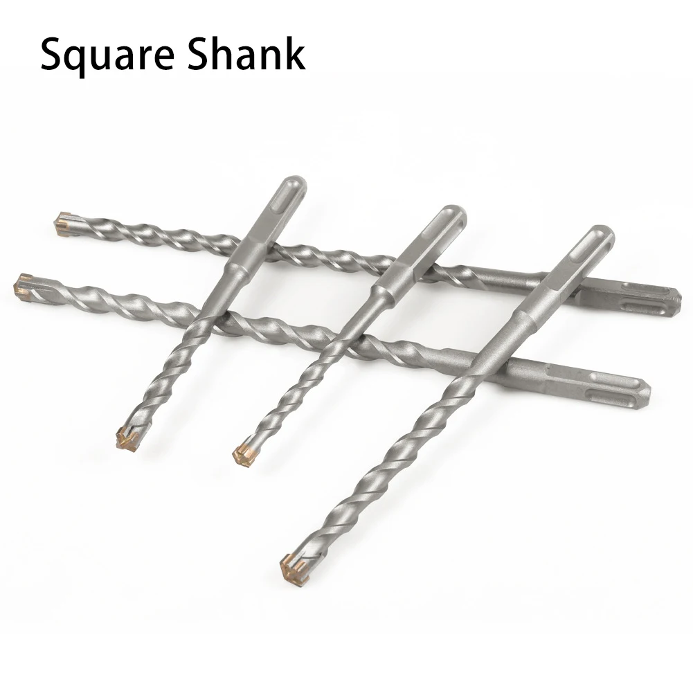 Square Shank Four Flute Masonry Drill Bit Cross Tip Impact Hammer Bit For Concrete Reinforced Cement Brick Drilling Decoration