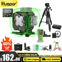 Huepar S04CG-C 4D Green Laser Level Self-Leveling Cross Line Laser Tools With Detector, LCD Display, Remote, Bluetooth & Bracket