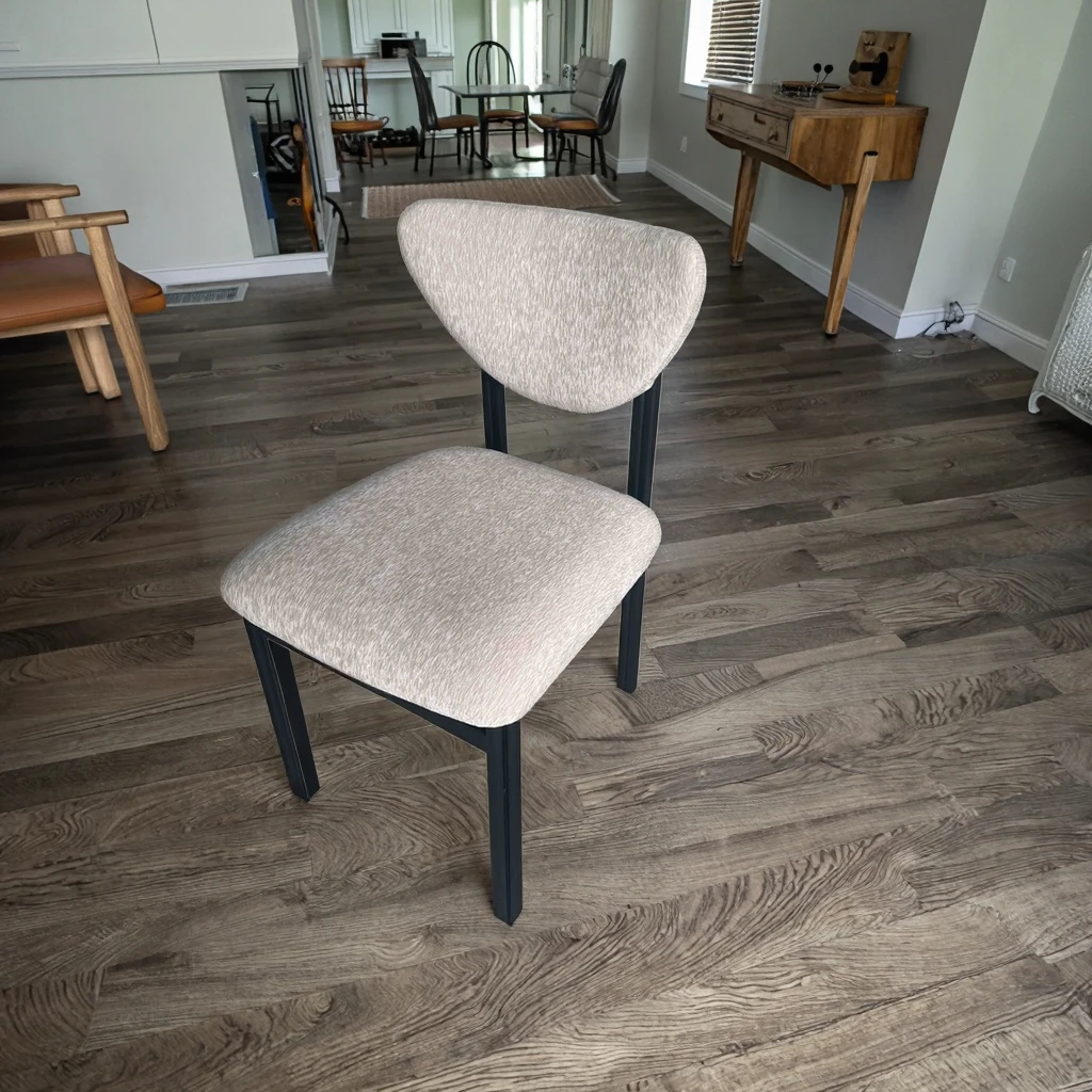 &Nordic Style Copper Dining Chair Modern Minimalist Velvet Upholstery Tufted Light Luxury Solid Wood Frame Dining Chair