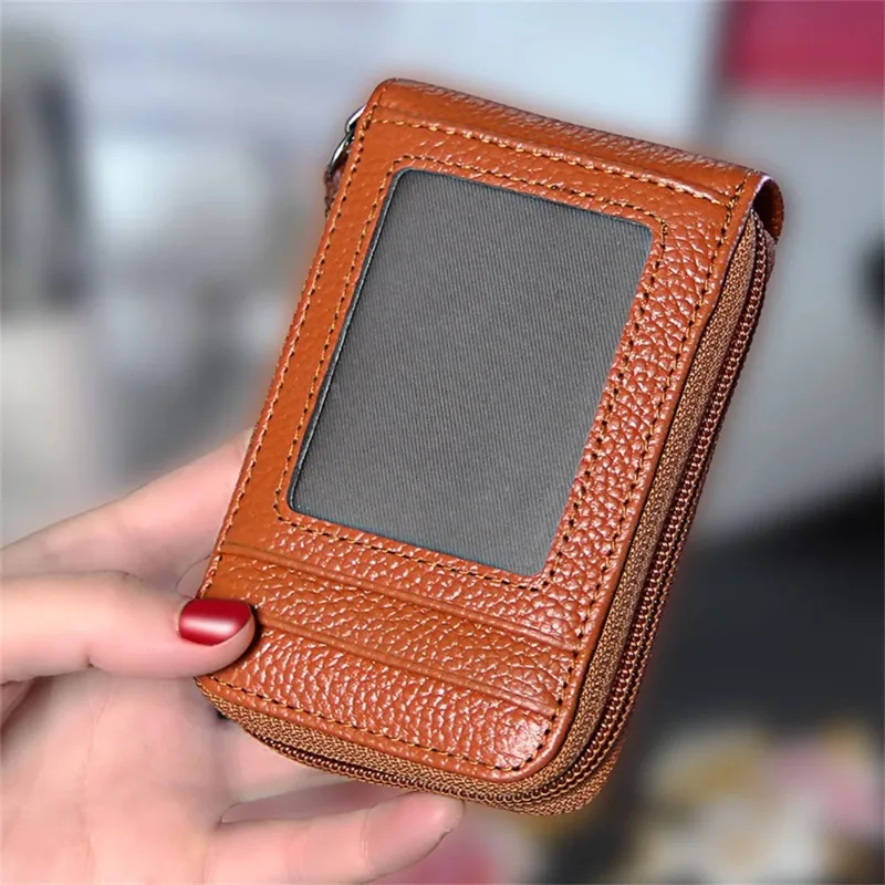 New Unisex PU Leather Multi Card Slot Card Holder Blocking Zip Pocket Purse Lady Men Wallet Credit Card Case Wallet