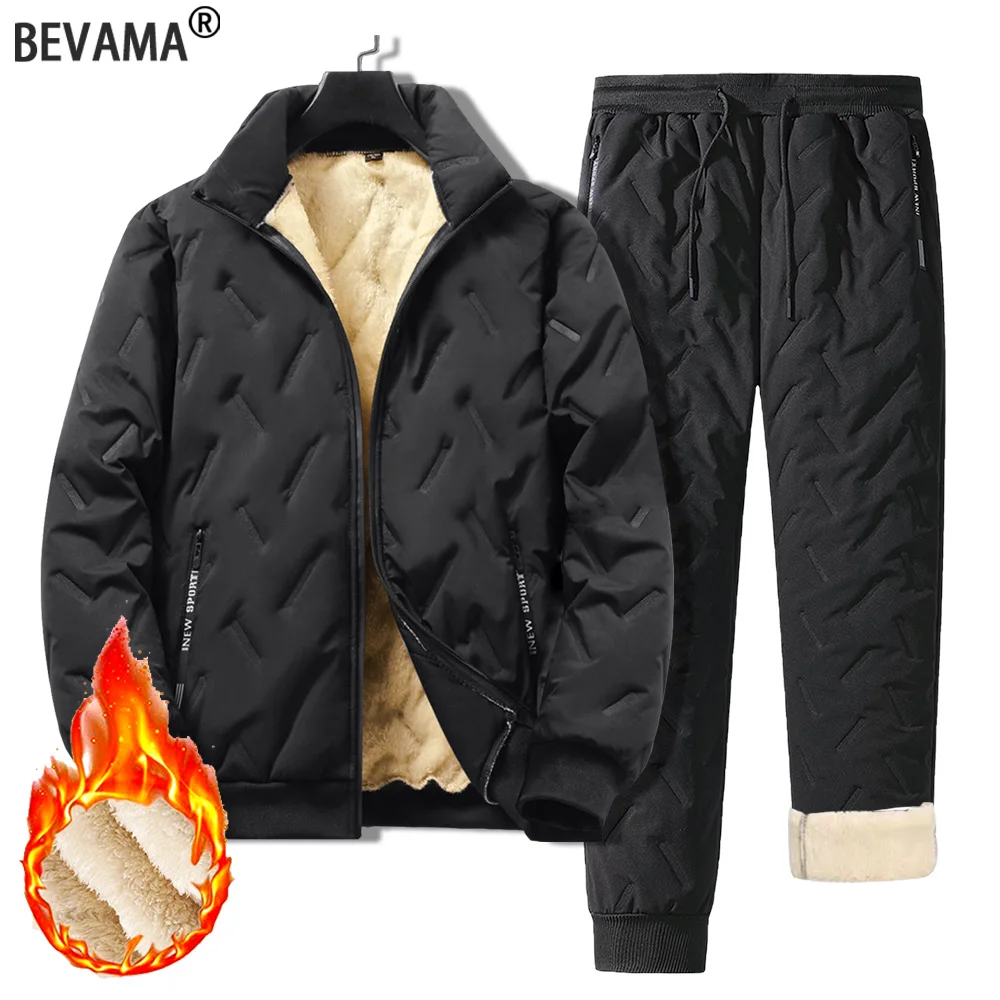 

Men's Autumn and Winter Sports Suit Thickened Lamb Fleece Cotton Jacket and Pants two-piece Set Casual Warm Coat and Pants