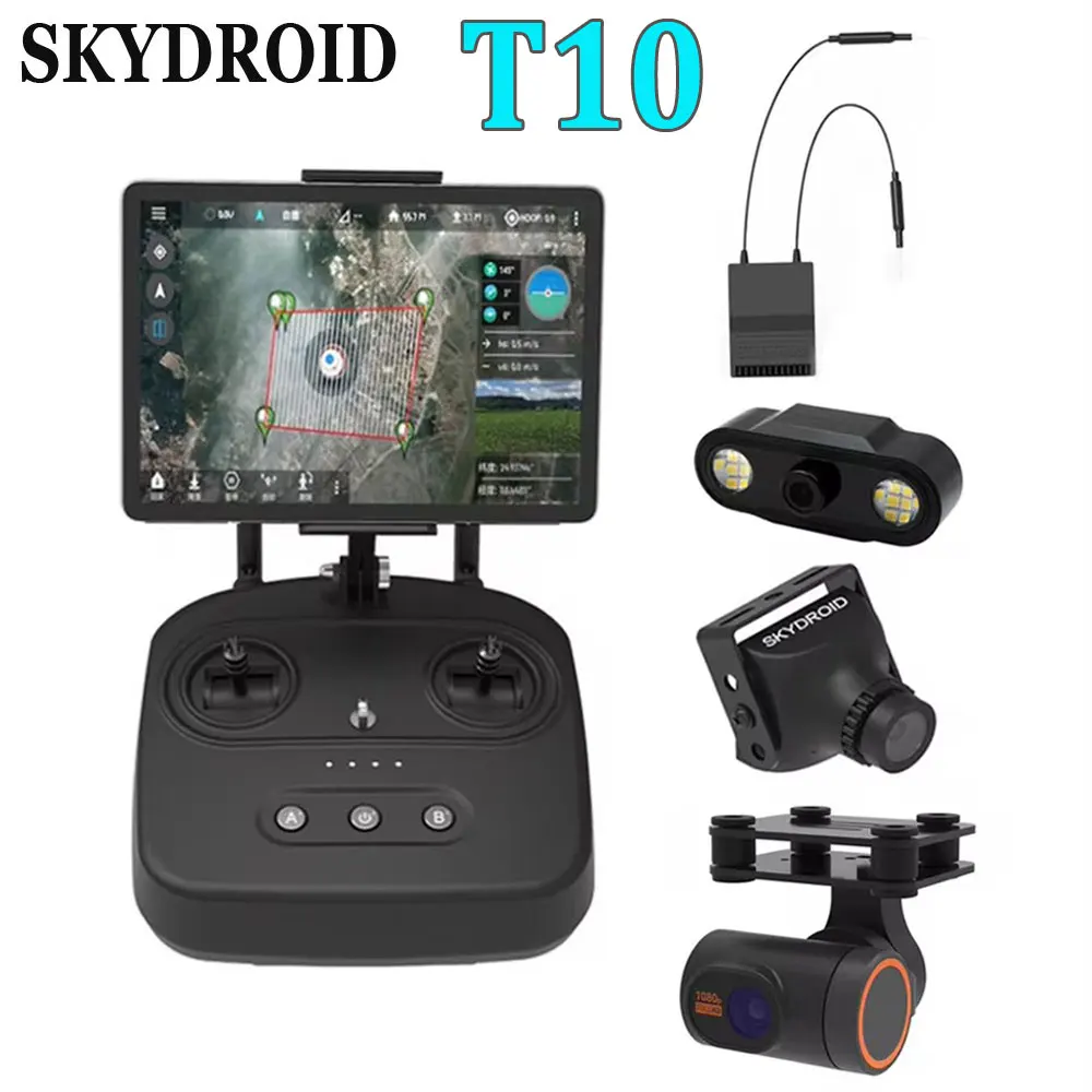 

Skydroid T10 10CH 2.4GHZ FHSS Remote Control R10 Receiver PFV Camera/10km Digital Map Transmission Four-In-One Plant Protection