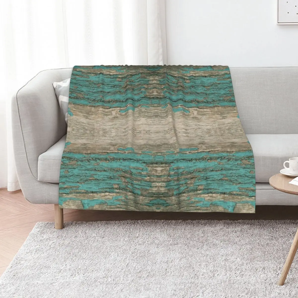 Rustic Wood - Weathered Wooden Plank - Beautiful knotty wood weathered turquoise paint Throw Blanket Summer Beddings Blankets