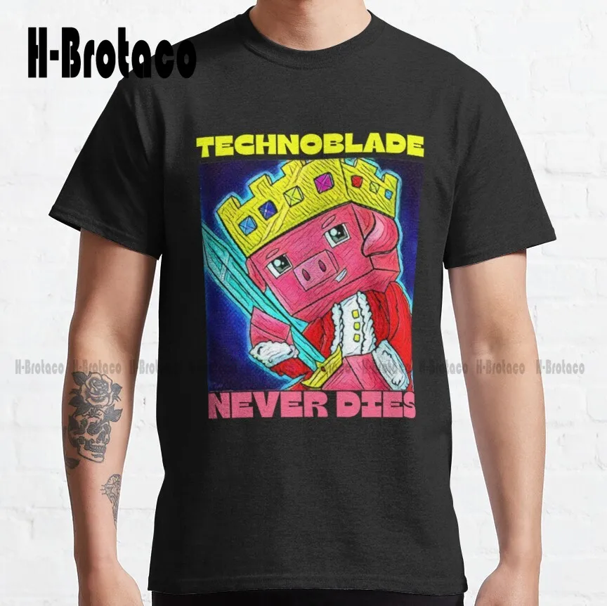 Funny Technoblade Never Dies Vintage White Classic T-Shirt Funny Art Streetwear Cartoon Tee Xs-5Xl Unisex Digital Printing Retro