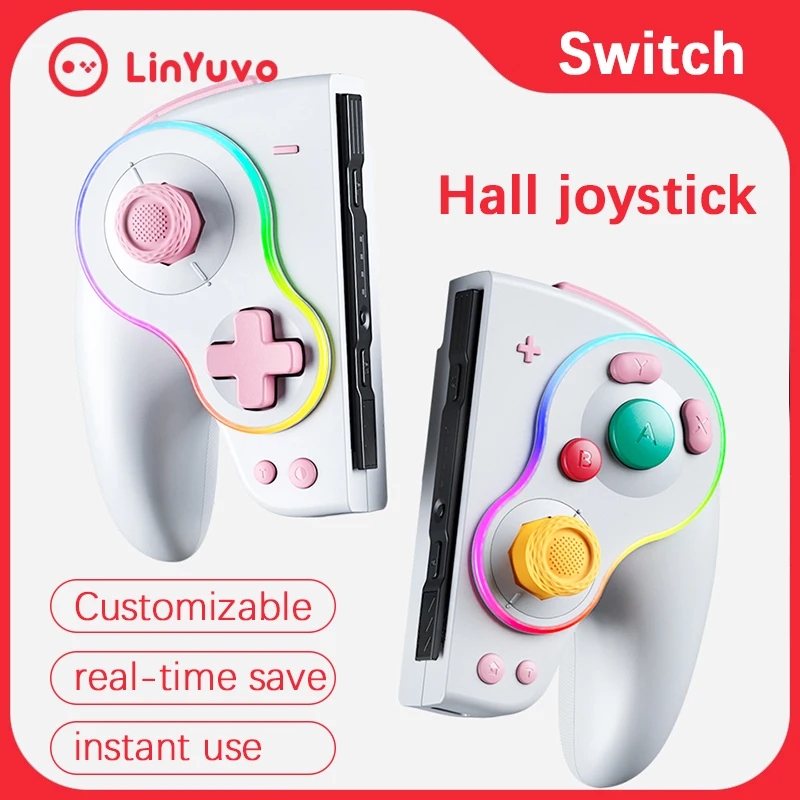 

LinYuvo KS61 Retro Split Wireless Joycon For Nintendo Switch/OLED With Turbo Ergonomic Hall Effect Gamepad Dual-motor vibration