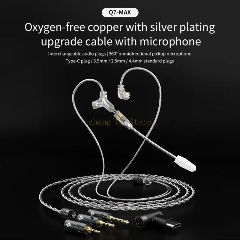 Auricolari M5TD Cavo aggiornato Silver placcato 2,5/3,5/4,4 mm/USB C/Gaming con cavo
