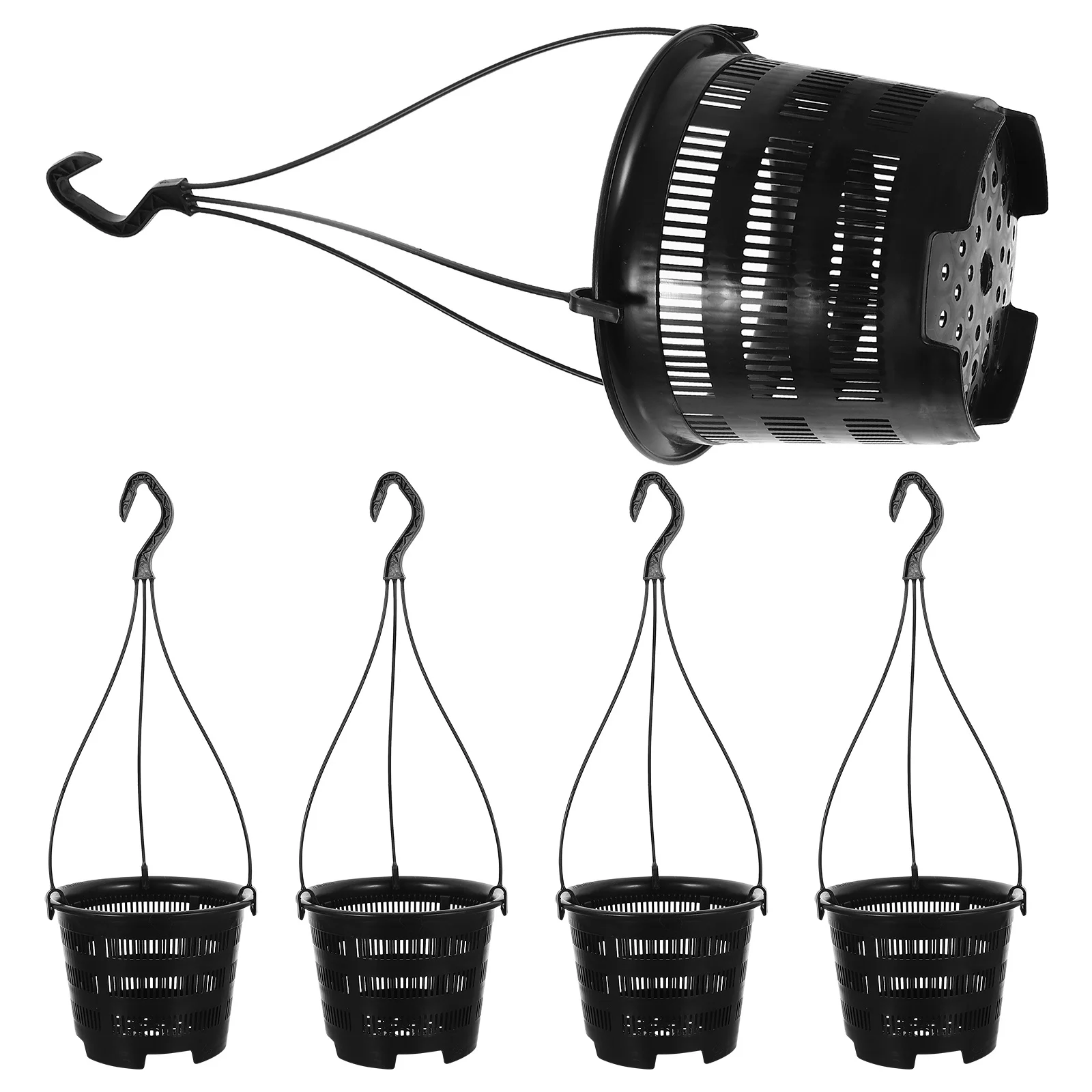 

5Sets Hanging Orchid Pot Decorative Flowerpot for Indoor Outdoor Garden Use Plastic Hanging Plant Pots with Hook Elegant Simple