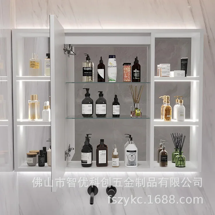 Aluminum alloy mirror cabinet Space aluminum smart mirror cabinet Bathroom luminous mirror laminate liget