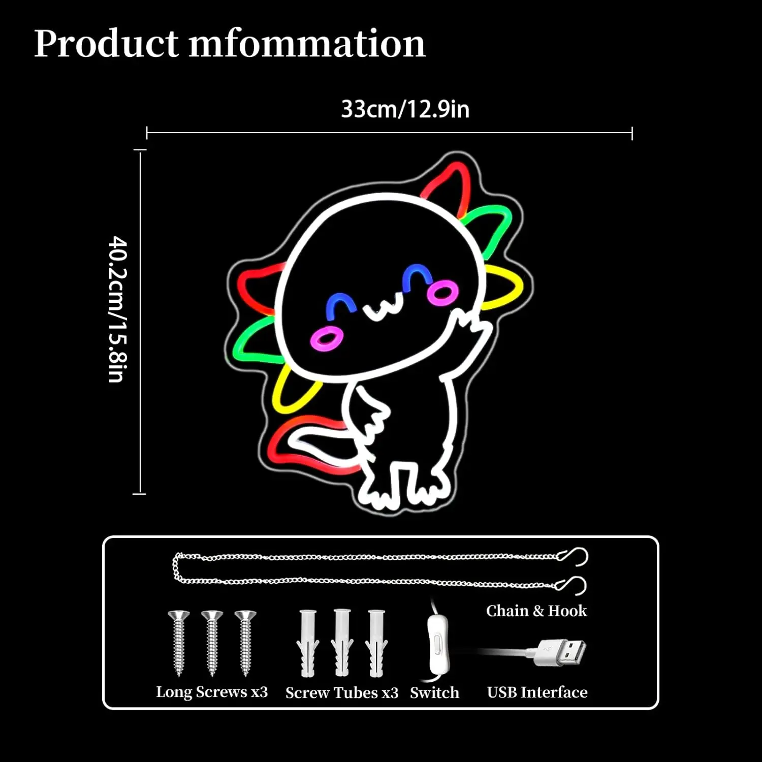 Axolotl Neon Sign Led Neon Lights Salamander Signs for Wall Decor Light Up Sign for Birthday Party Club Gift