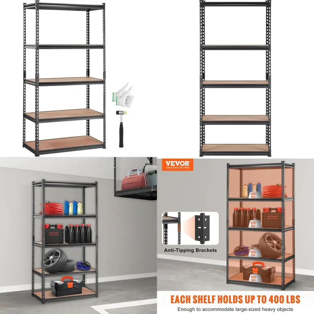 

5-Tier Adjustable Heavy-Duty Metal Storage Rack, 2000 lbs Capacity, 36x18x72, Ideal for Garage, Pantry, and More