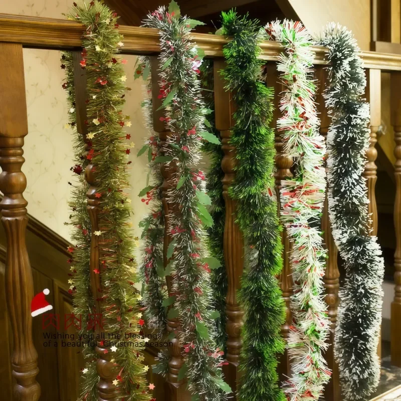 Green Artificial Grass Strip Christmas Tree Topper Decoration Fake Vine Garland Ribbon for Xmas New Year Home Party Decor