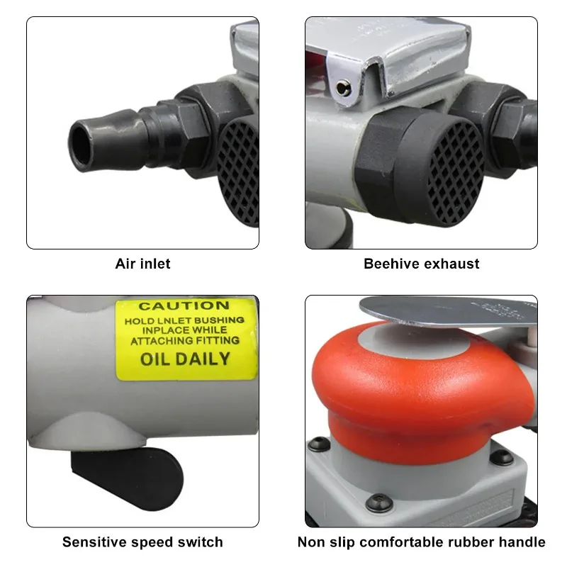 Square Pneumatic Grinder 75X100MM Air Sander Polisher 10000rpm For Car Paint Furniture Wood Surface Sanding Tool