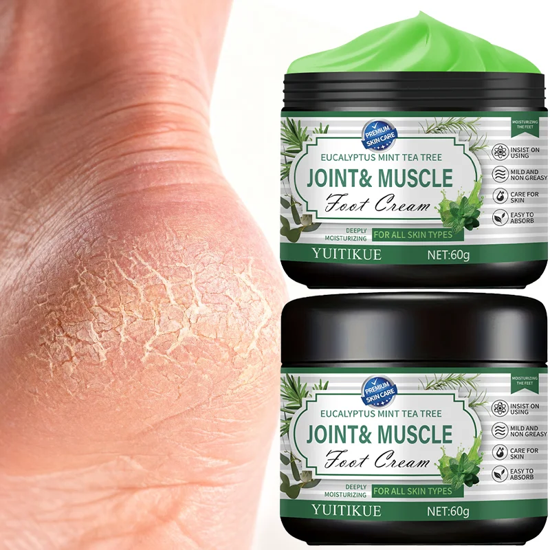 Eucalyptus Mint Tea Tree Foot Cream 60g - Joint & Muscle Care, Deeply Moisturizes & Smooths Feet, Non-Sticky Fast Absorption