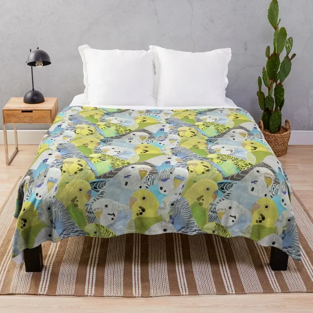 

Budgie Parakeets Throw Blanket Anti Shedding Soft Fuzzy Blanket for Home