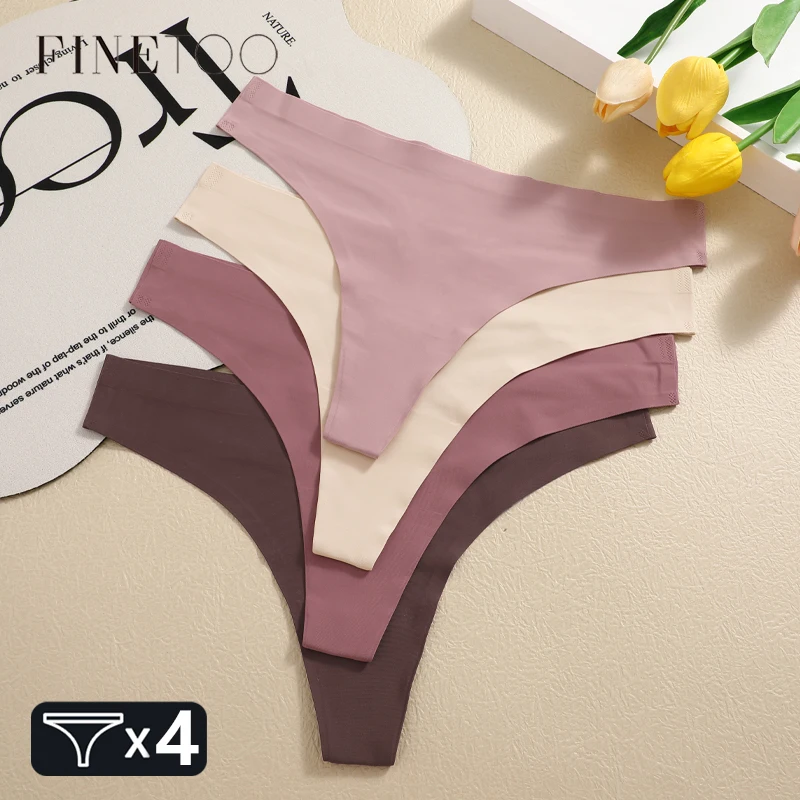4PCS Ultra-thin Seamless Underwear Women's Invisible Panties Sexy Ice Silk Thon…