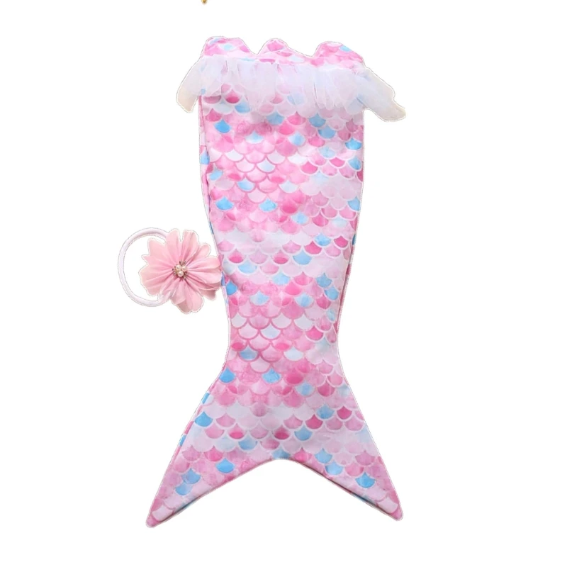 Infant Mermaids Costume Hairband Photoshooting Props Romper Newborn Shower Gift Dropshipping