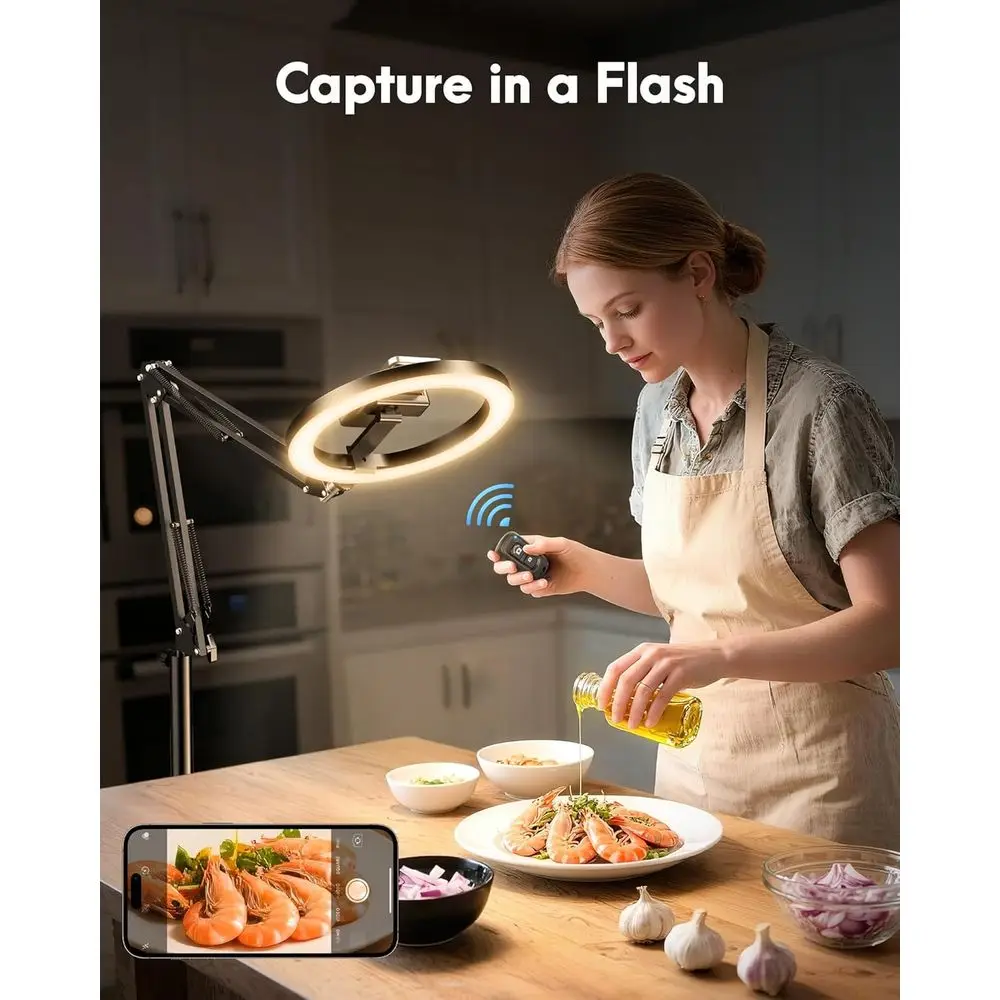 10 حامل كاميرا علوي قابل للتعديل مع حامل وحامل ثلاثي القوائم لهاتف iPhone، ضوء حلقة طويل 70.8 للفيديو والتصوير الفوتوغرافي والبث #6