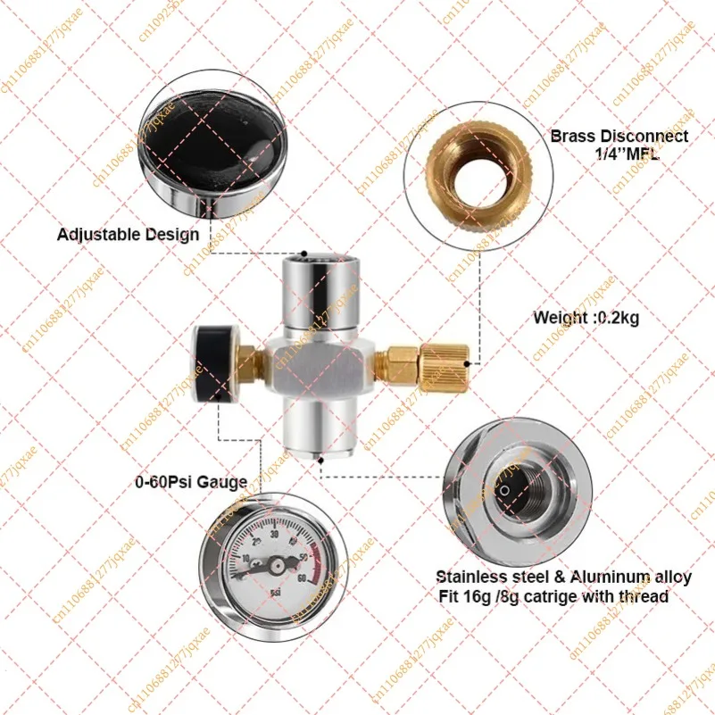 Portable CO2 Regulator 0-60 PSI Mini CO2 Dispenser Beer Keg Charger Replacement