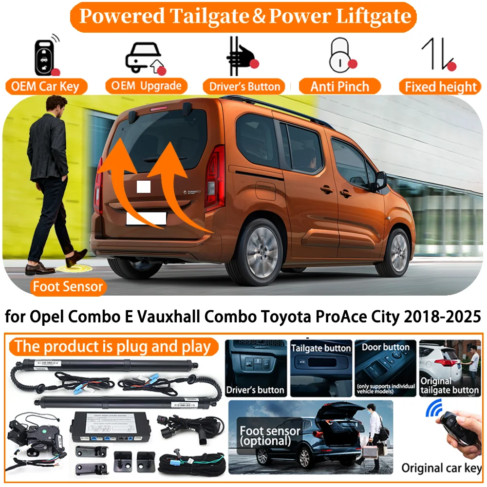

Powered Tailgate for Opel Combo E Vauxhall Combo Toyota ProAce City 2018-2025 Auto Electric Power Tailgate Tail Gate Lift kit