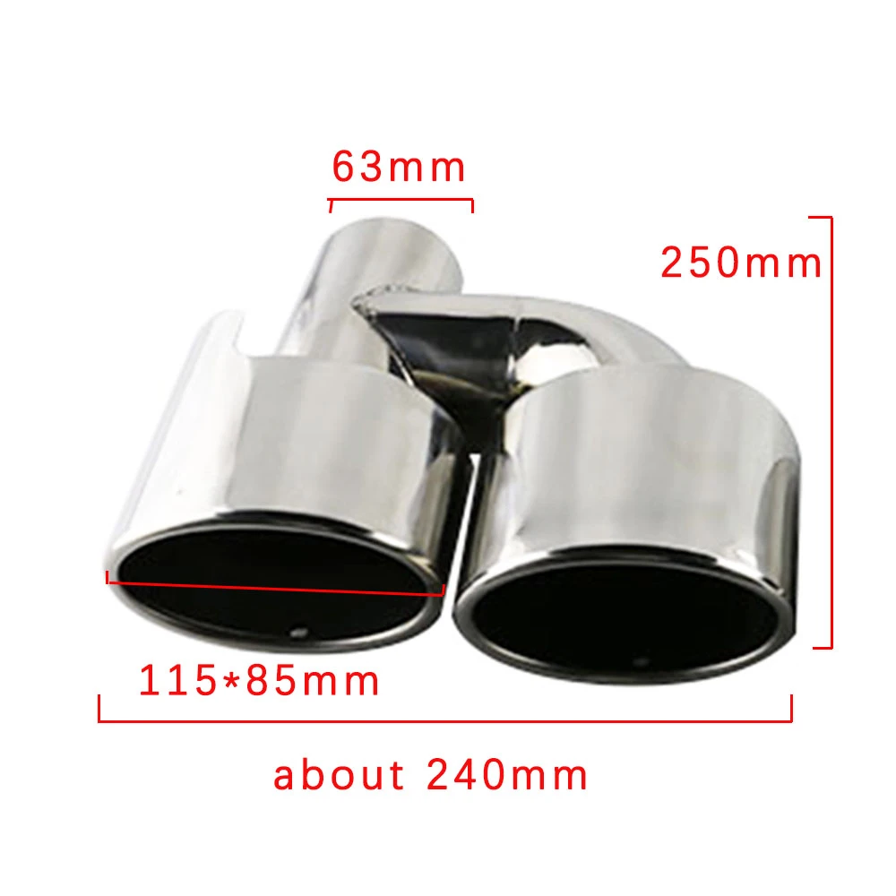 1 PCS Stainless Steel 63mm Inlet dual exhaust tips Car Oval Muffler tailpipes Engraved Logo for For W204 C300