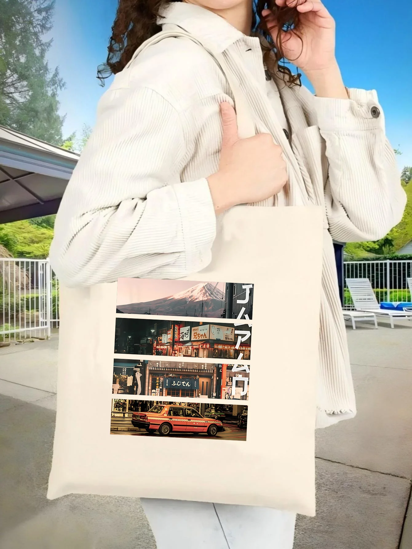 

Сумка-шоппер унисекс из холщовой ткани в стиле эстетика, ворвейв, уличный стиль Токио 80-х и 90-х, новинка 2026 года, вместительная, прочная, многоразовая, многофункциональная