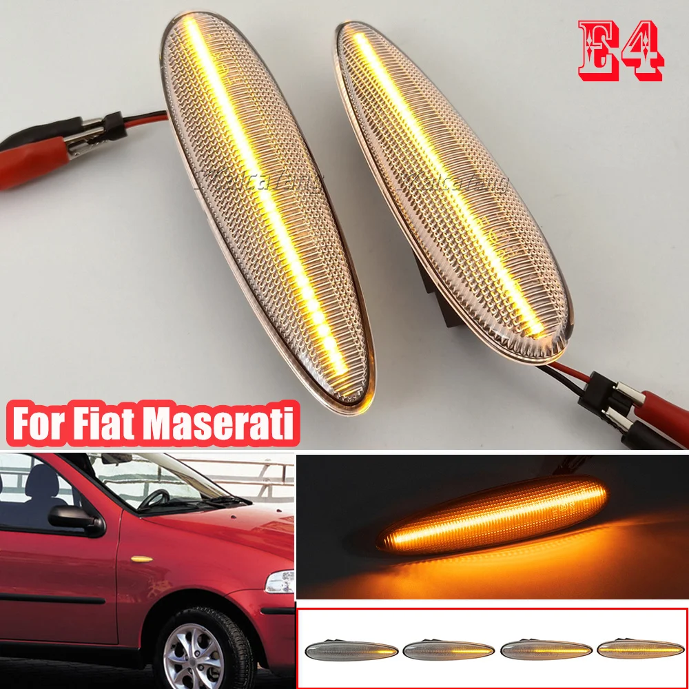 1Pair New Car Dynamic LED Sequential Turn Signal Side Marker Lights Blinker Lamp For Fiat Albea Palio Broavo Brava Marea Strada