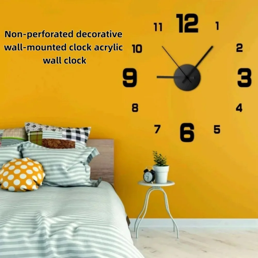 3D Creative DIY Clock Frameless Acrylic DIY Digital Clock Wall Stickers Mute Clock for Living Room Bedroom Office Wall Art Decor