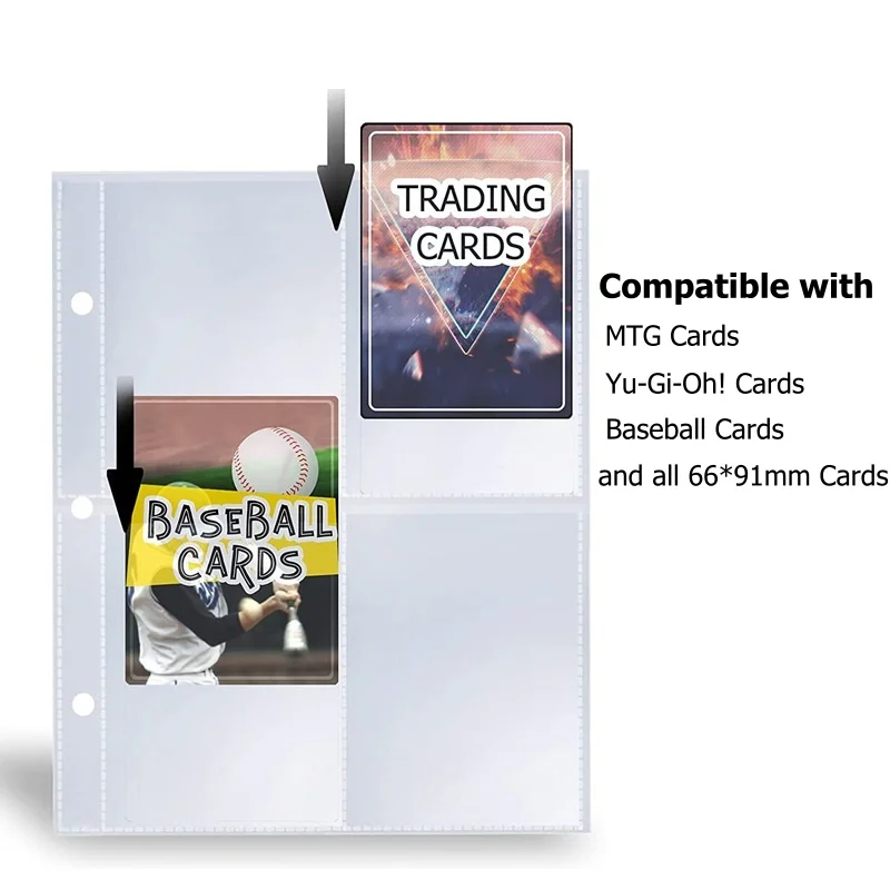 80 Pockets Trading Card Sleeves Binder Baseball Card Binder Sleeves Fit For 3 Ring Binder Card Holder