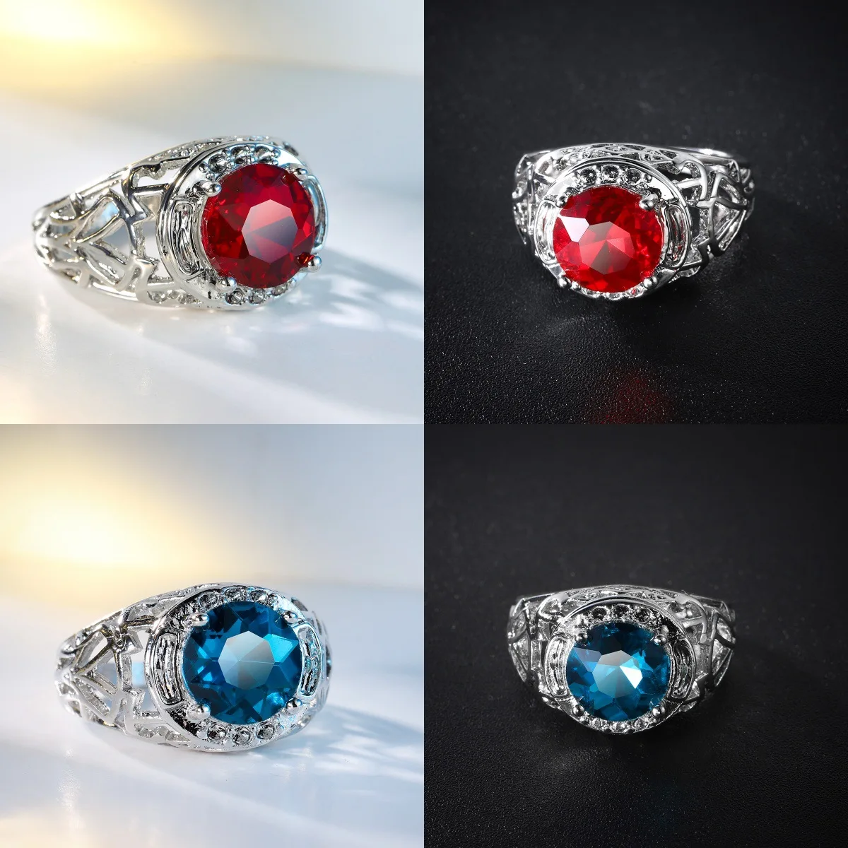 

2025 New Vintage Hollow-Out Unisex Blue Zirconia Ring | Graduation Gift Jewelry